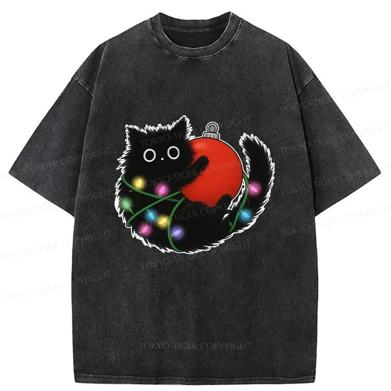 japanese theme black cat t-shirt