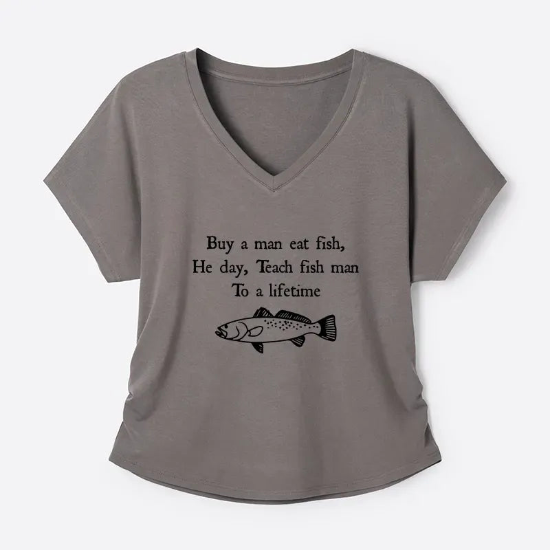 Kyoto-Lion Man Eat Fish Meme Modal Dolman Sleeve T-Shirt