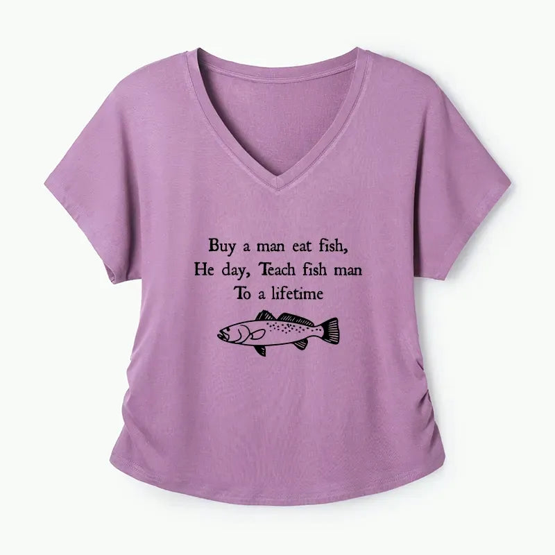 Kyoto-Lion Man Eat Fish Meme Modal Dolman Sleeve T-Shirt