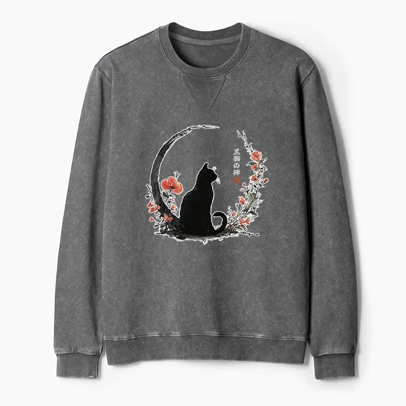 Comfortable Unisex Black Cat Sweatshirt