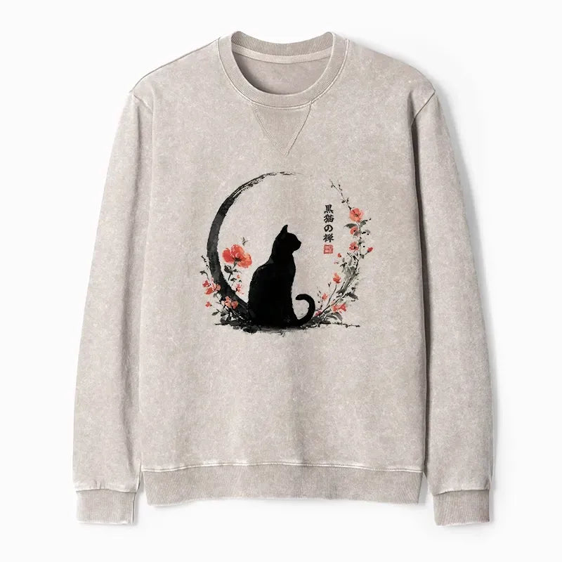 Comfortable Unisex Black Cat Sweatshirt