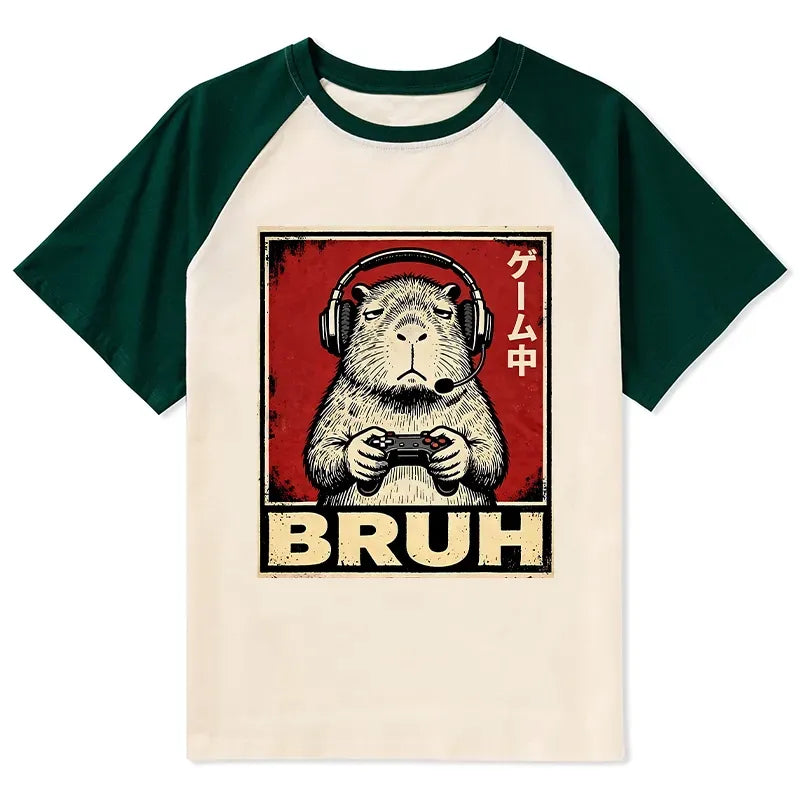 Funny Capybara Playing Games Raglan T-shirt for Daily Wear