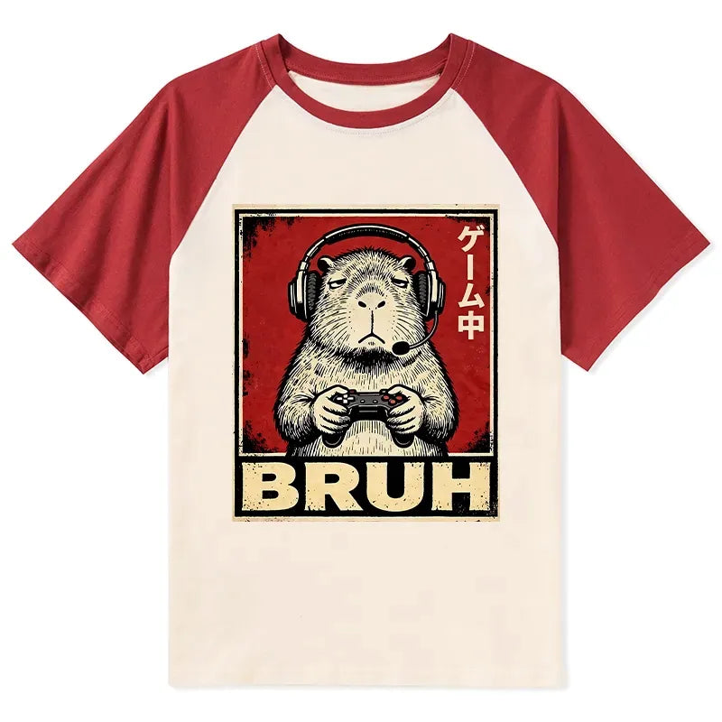 Japanese Vintage Capybara Raglan Tee Trendy Gift Idea