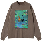 Funny Cats Washed Long Sleeve T-Shirt