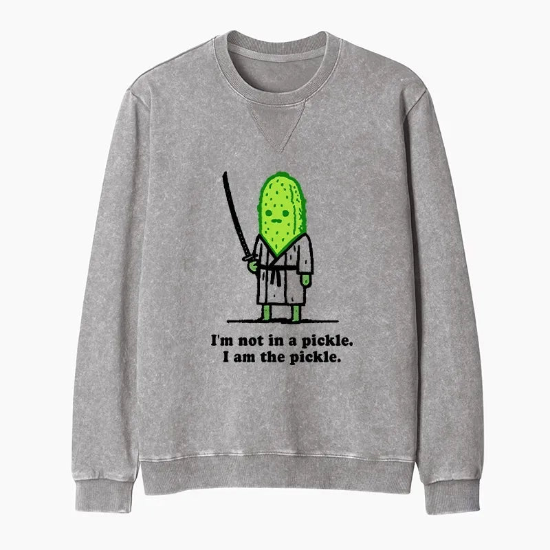 Kyoto-Lion Funny Cucumber Samurai Washed Terry Sweatshirt
