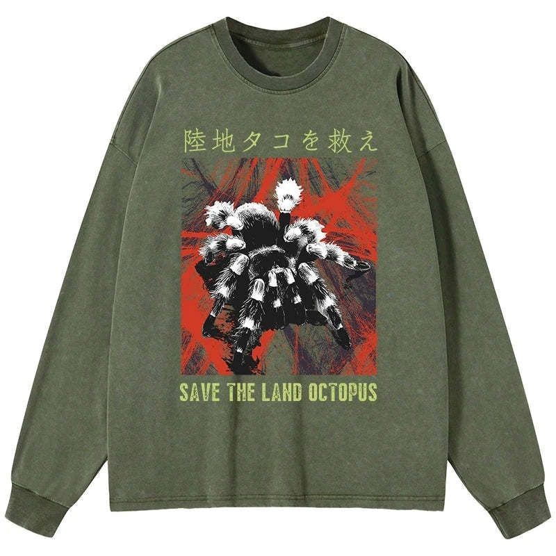 Trendy Washed Spider Long Sleeve T-Shirt