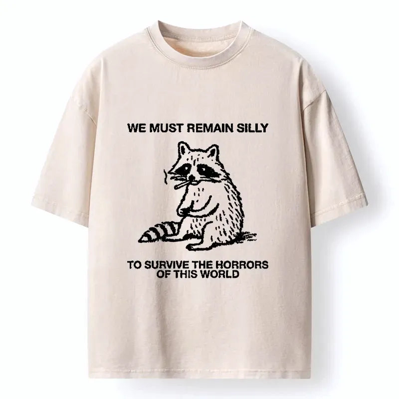 Silly Raccoon Meme T-Shirt for Casual