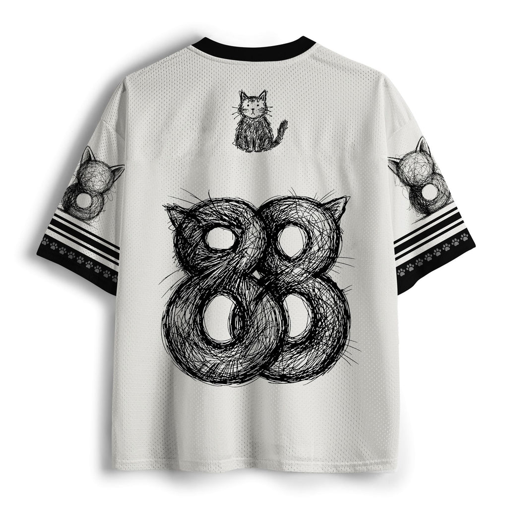 Breathable mesh jersey with cat design
