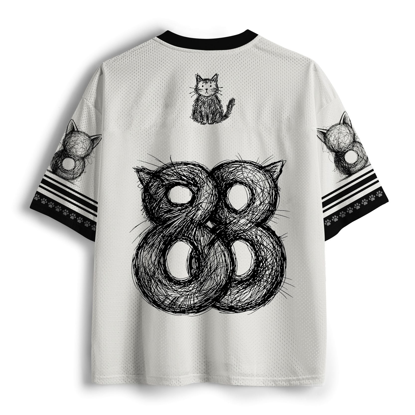 Breathable mesh jersey with cat design