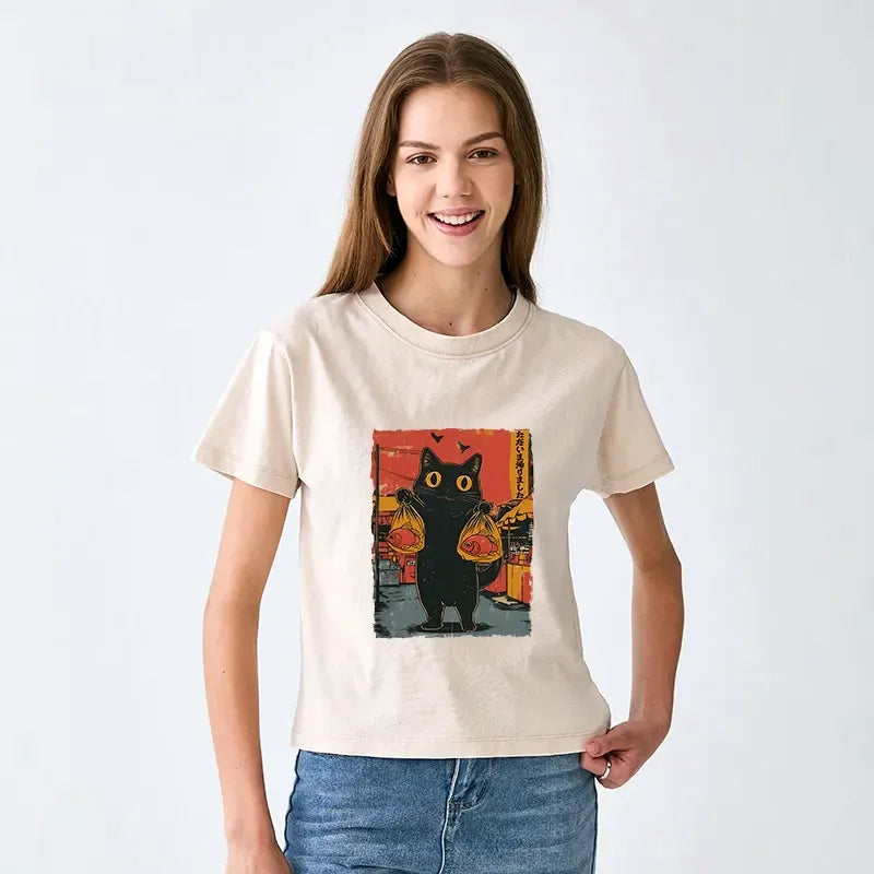 Washed Vintage Japanese T-shirt for Daily Wear