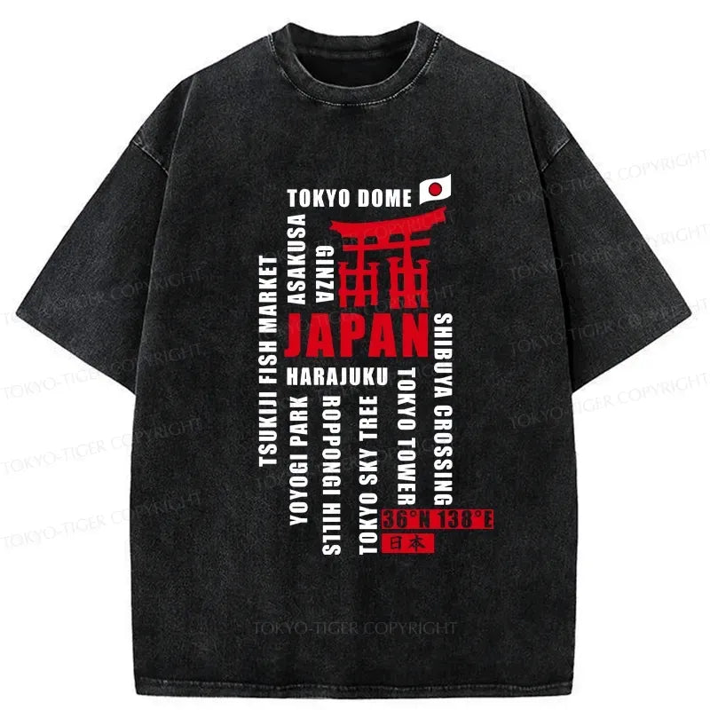 Kyoto-Lion Japanese Attractions Collection Washed T-Shirt