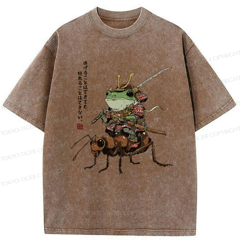 Japanese Frog Samurai Washed T-Shirt