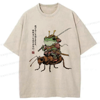 Kyoto-Lion Frog Samurai£ºYou Can Run But You Can't Hide Washed T-Shirt