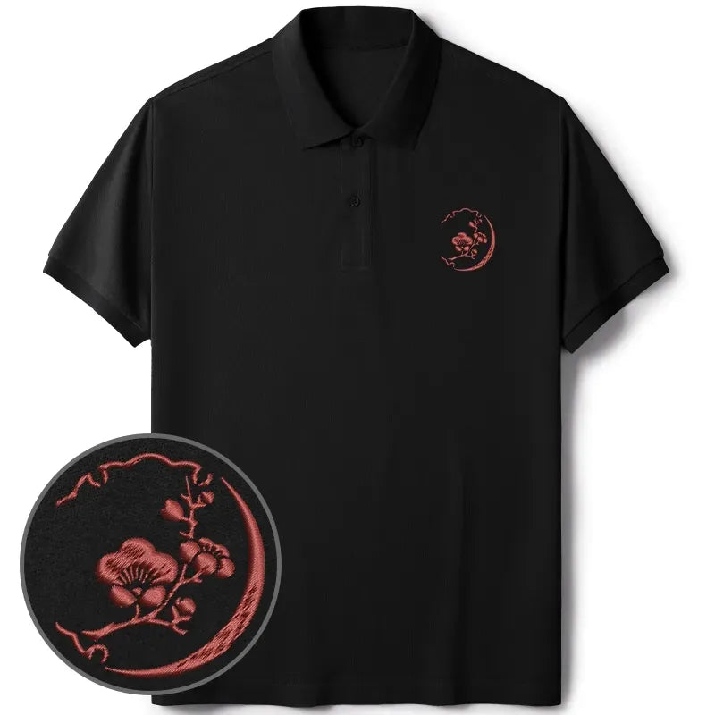 Sakura Embroidered Polo Shirt for Everyday Wear