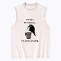 Kyoto-Lion Cool Crow Sips Calm Coffee Alone Washed Tank