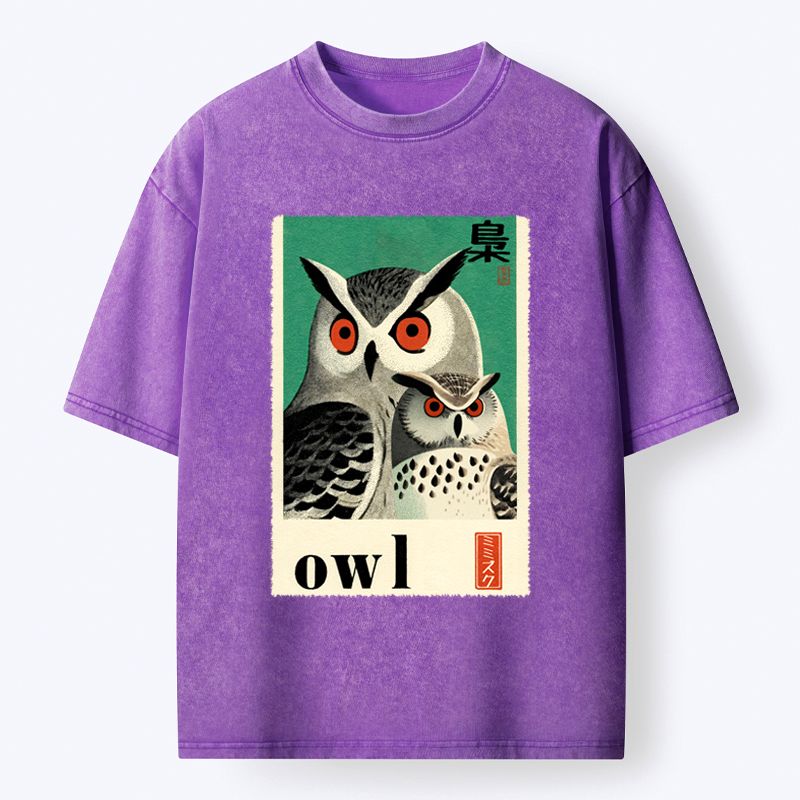 Kyoto-Lion Eagle Owls Washed T-Shirt