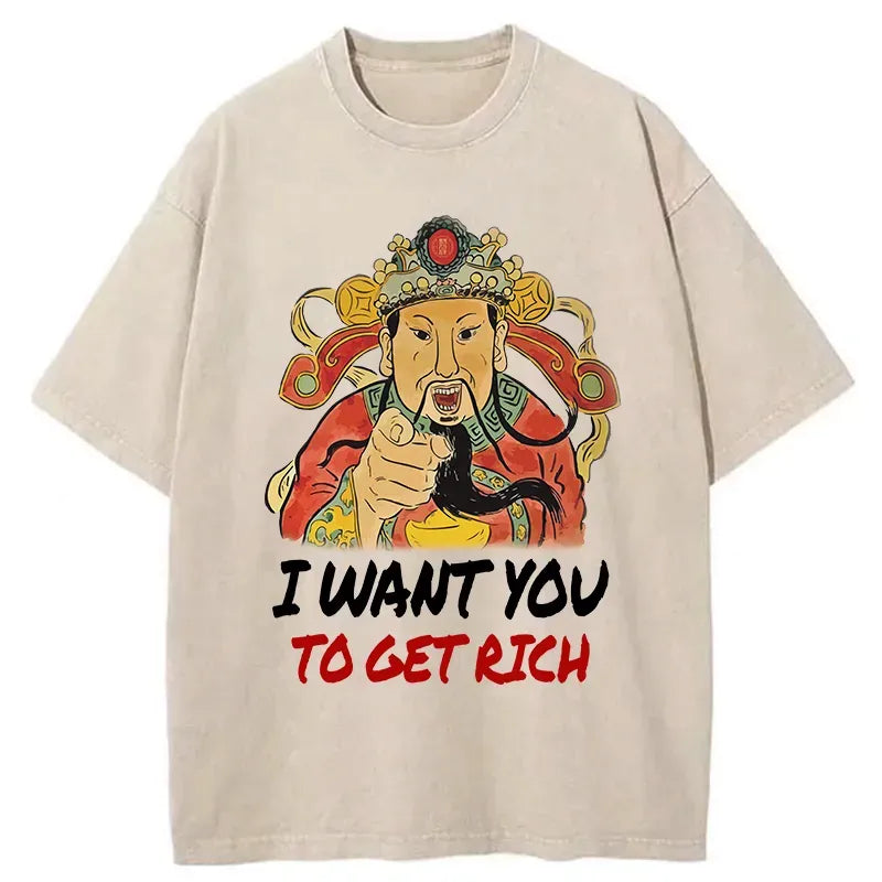Kyoto-Lion Whoever The God Of Wealth Points To Will Become Rich Washed T-Shirt