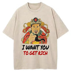 Kyoto-Lion Whoever The God Of Wealth Points To Will Become Rich Washed T-Shirt