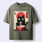 Kyoto-Lion Slurp Meowster Washed T-Shirt