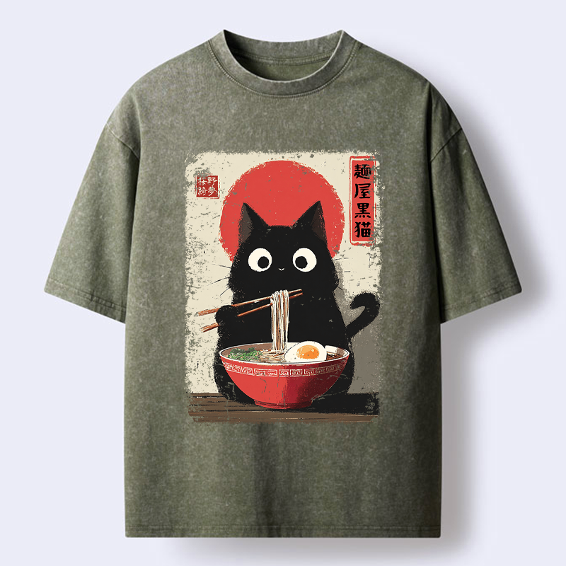 Kyoto-Lion Slurp Meowster Washed T-Shirt