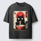 Kyoto-Lion Slurp Meowster Washed T-Shirt