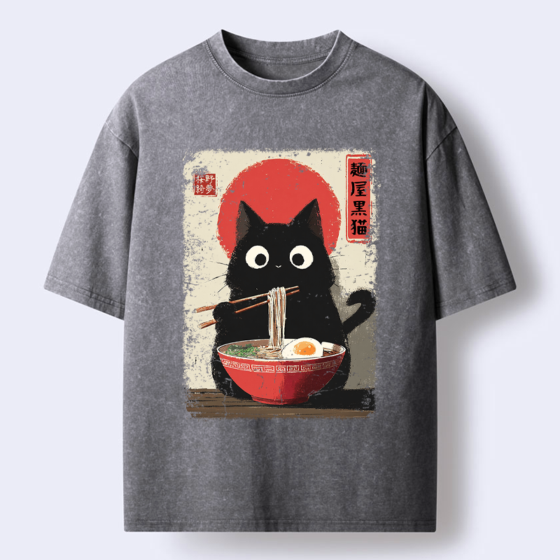 Kyoto-Lion Slurp Meowster Washed T-Shirt