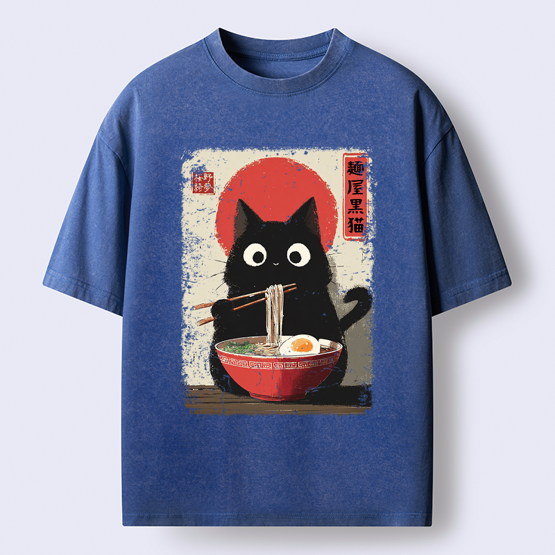 Kyoto-Lion Slurp Meowster Washed T-Shirt