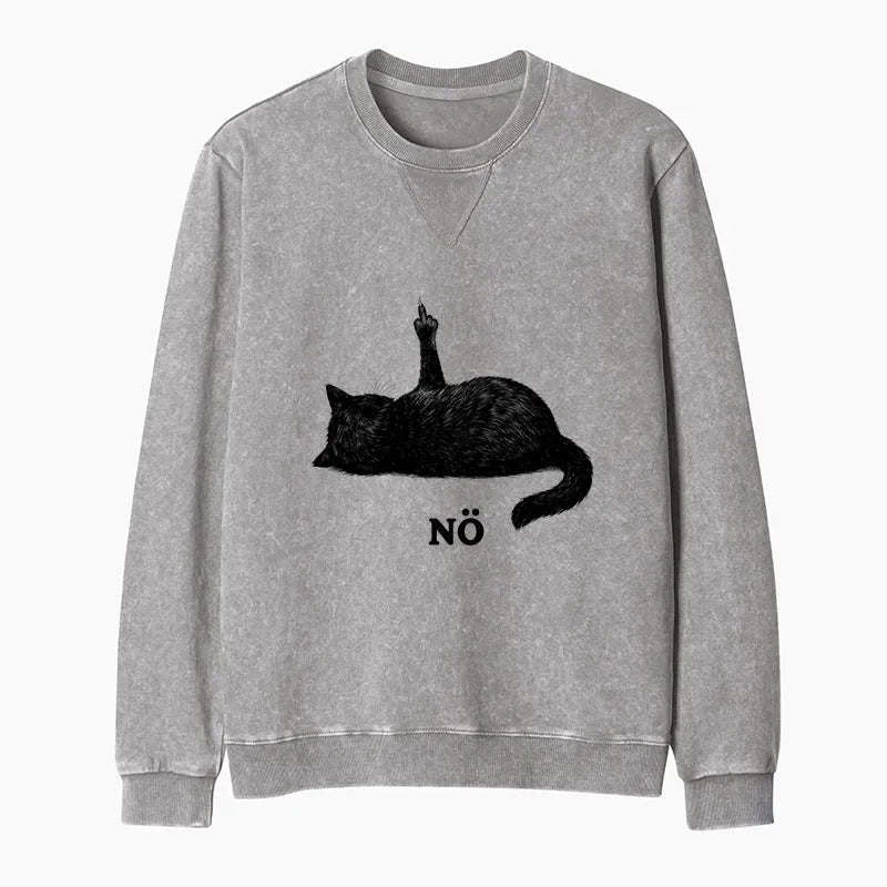 Vintage Japanese Cat Pullover for Streetwear