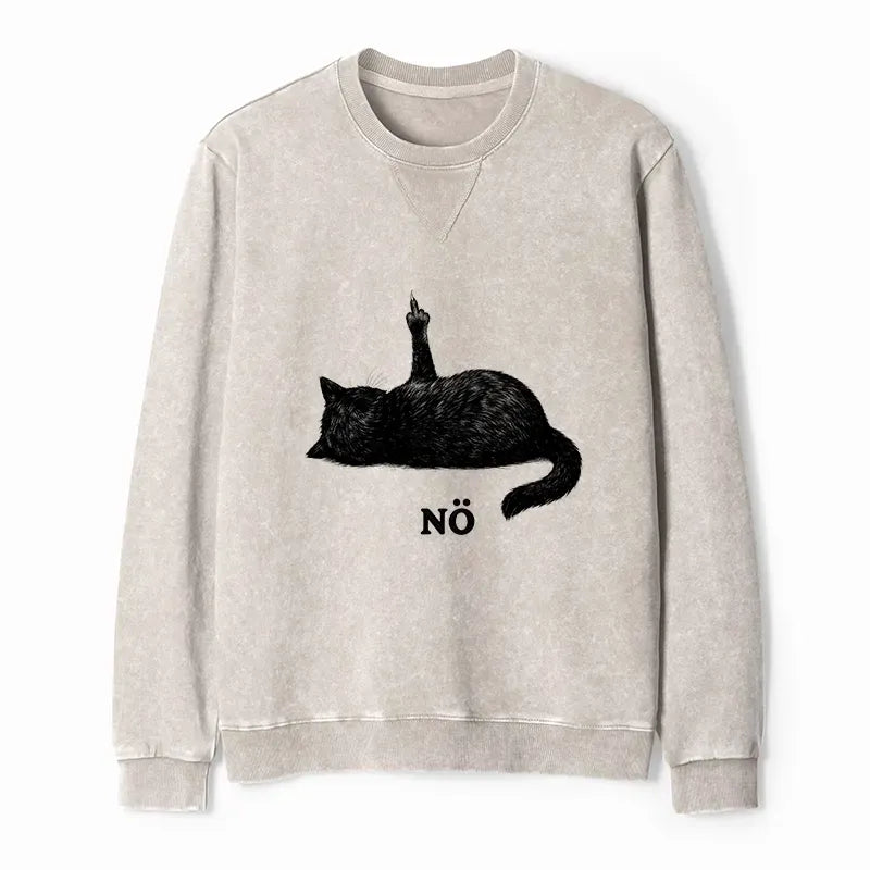 Vintage Japanese Cat Pullover for Streetwear