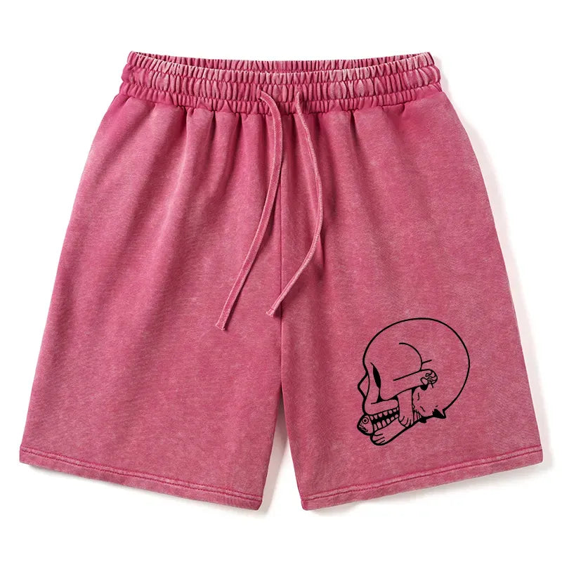 Japanese Style Washed Cat Shorts for Casual