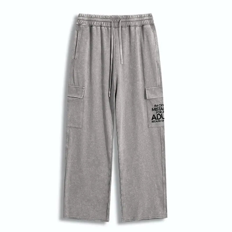 washed cotton sweatpants for unisex gift