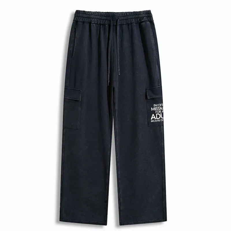 washed cotton sweatpants for unisex gift