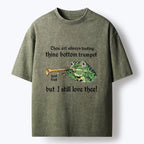 Kyoto-Lion Renaissance Frog Trumpet Funny Meme Washed T-Shirt