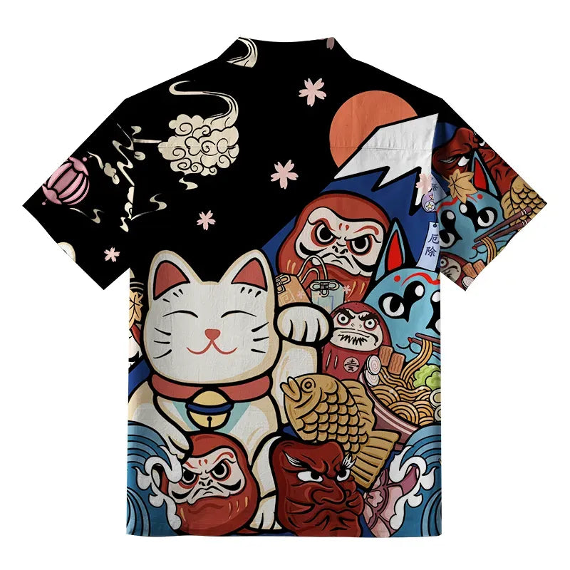 Kyoto-Lion Traditional Japanese Elements Aloha Hawaiian Shirt
