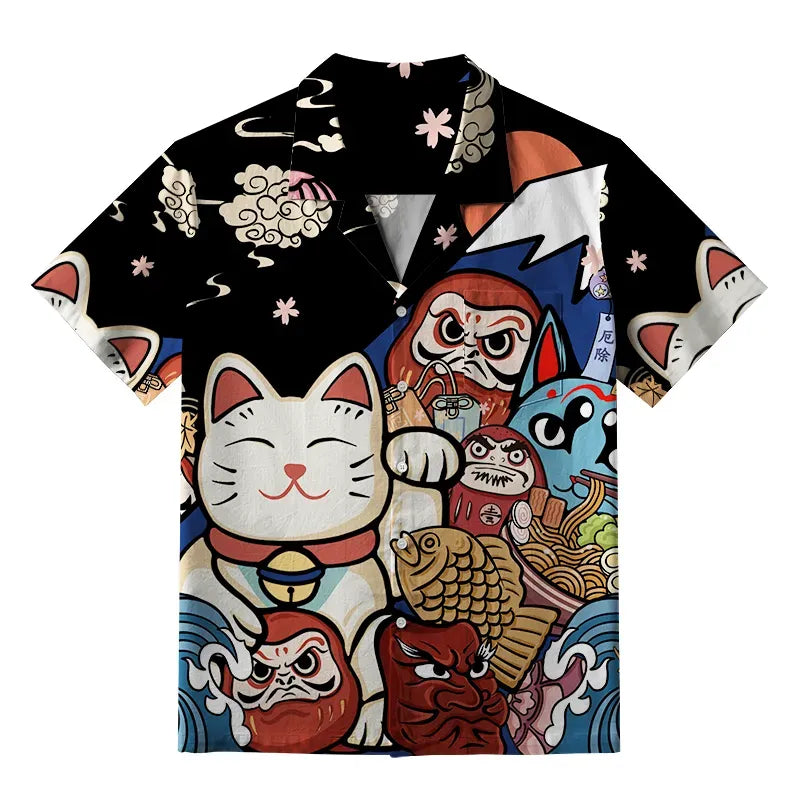 Kyoto-Lion Traditional Japanese Elements Aloha Hawaiian Shirt