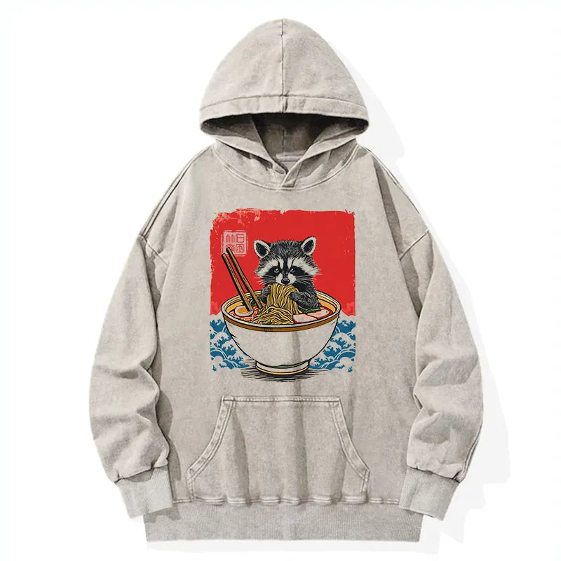 Kyoto-Lion Ramen Lover Raccoon Washed Hoodie