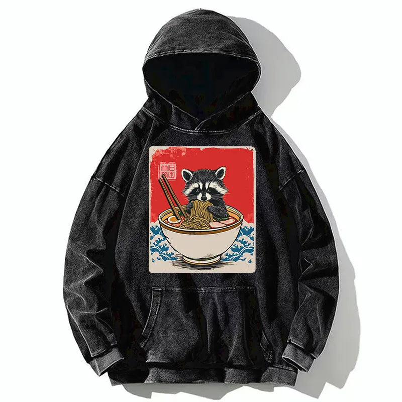 Kyoto-Lion Ramen Lover Raccoon Washed Hoodie