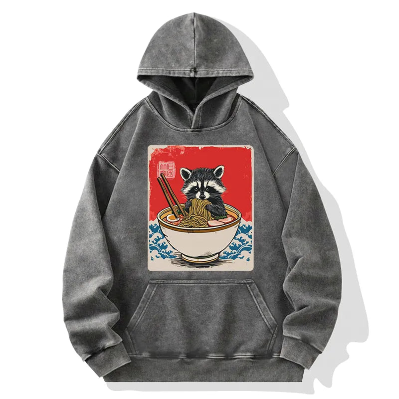Kyoto-Lion Ramen Lover Raccoon Washed Hoodie
