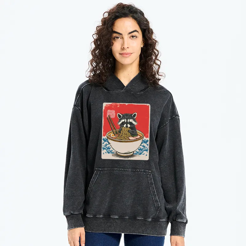 Kyoto-Lion Ramen Lover Raccoon Washed Hoodie