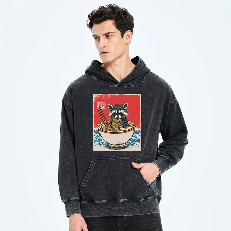 Kyoto-Lion Ramen Lover Raccoon Washed Hoodie