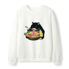 Japanese Black Cat Waffle Sweatshirt