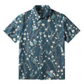 Kyoto-Lion Blue Floral And Butterfly Button-up Shirt
