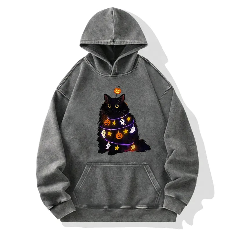 Kyoto-Lion Halloween Cat Washed Hoodie