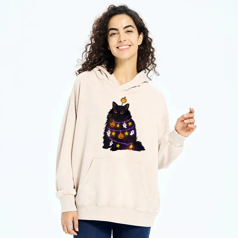 Kyoto-Lion Halloween Cat Washed Hoodie