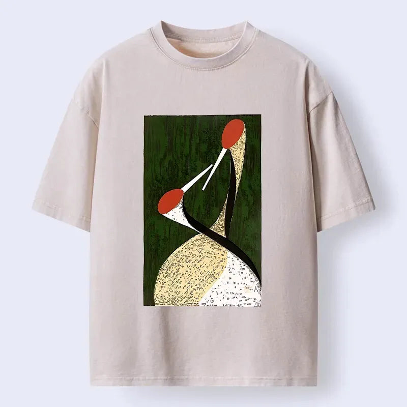 Vintage Japanese Crane Print T-Shirt