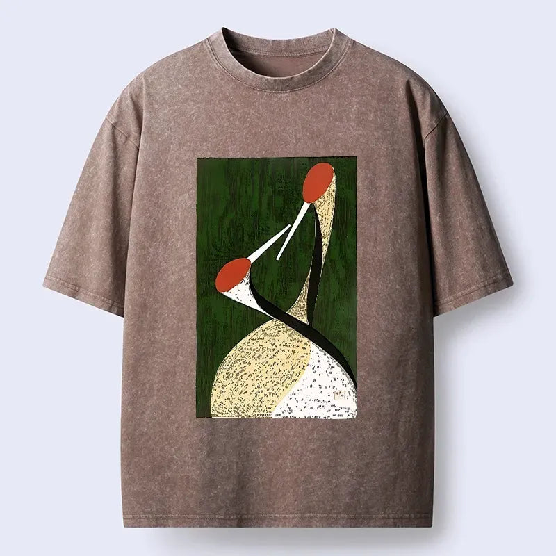 Vintage Japanese Crane Print T-Shirt