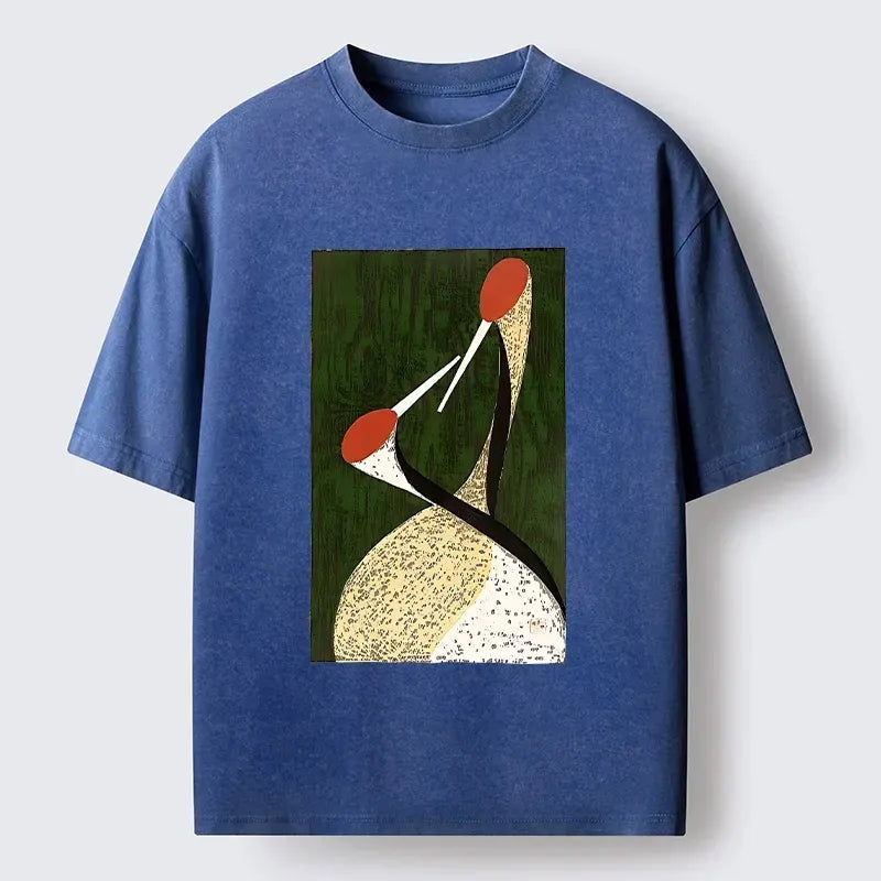 Vintage Japanese Crane Print T-Shirt