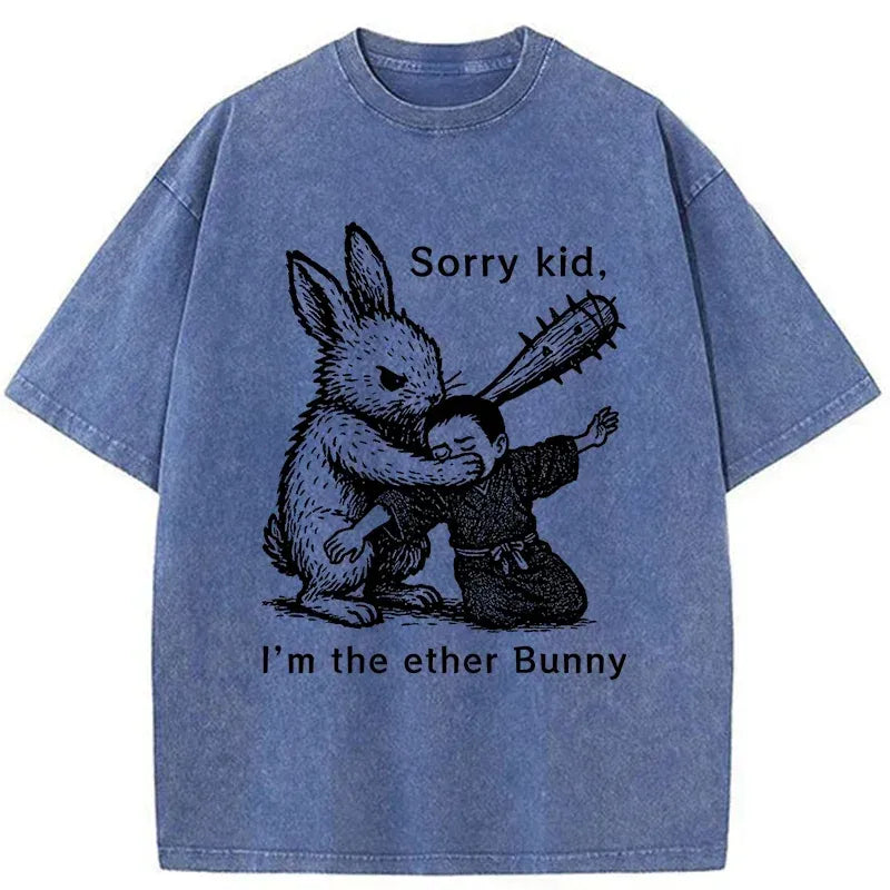Kyoto-Lion Bad Rabbit Funny Washed T-Shirt