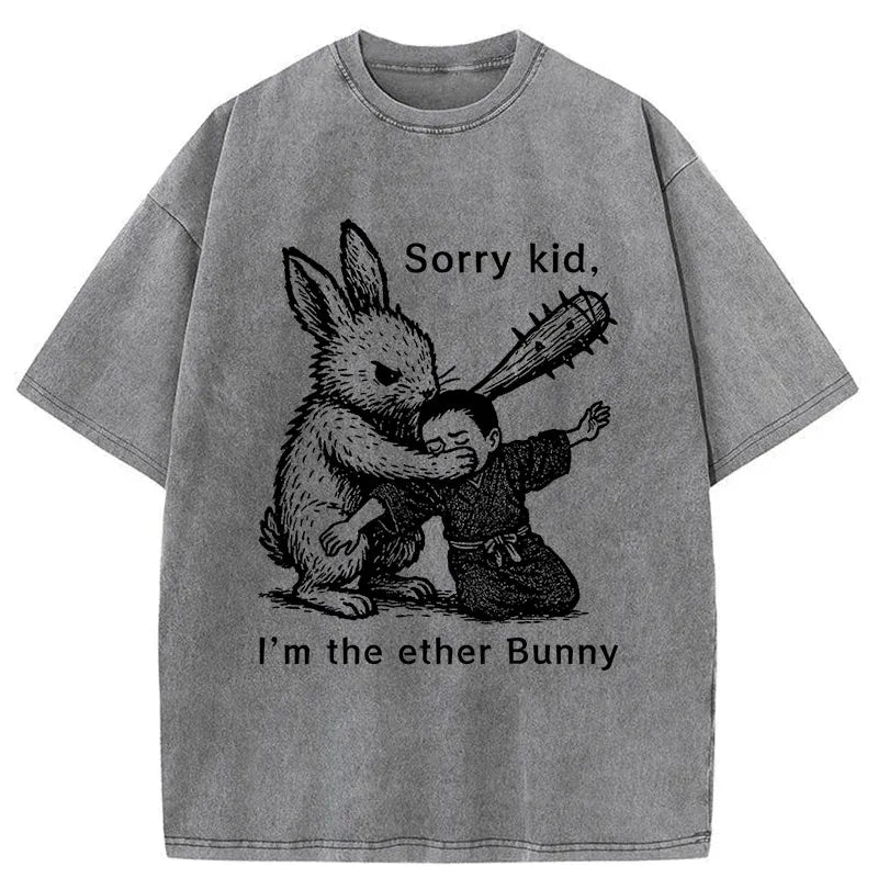 Kyoto-Lion Bad Rabbit Funny Washed T-Shirt