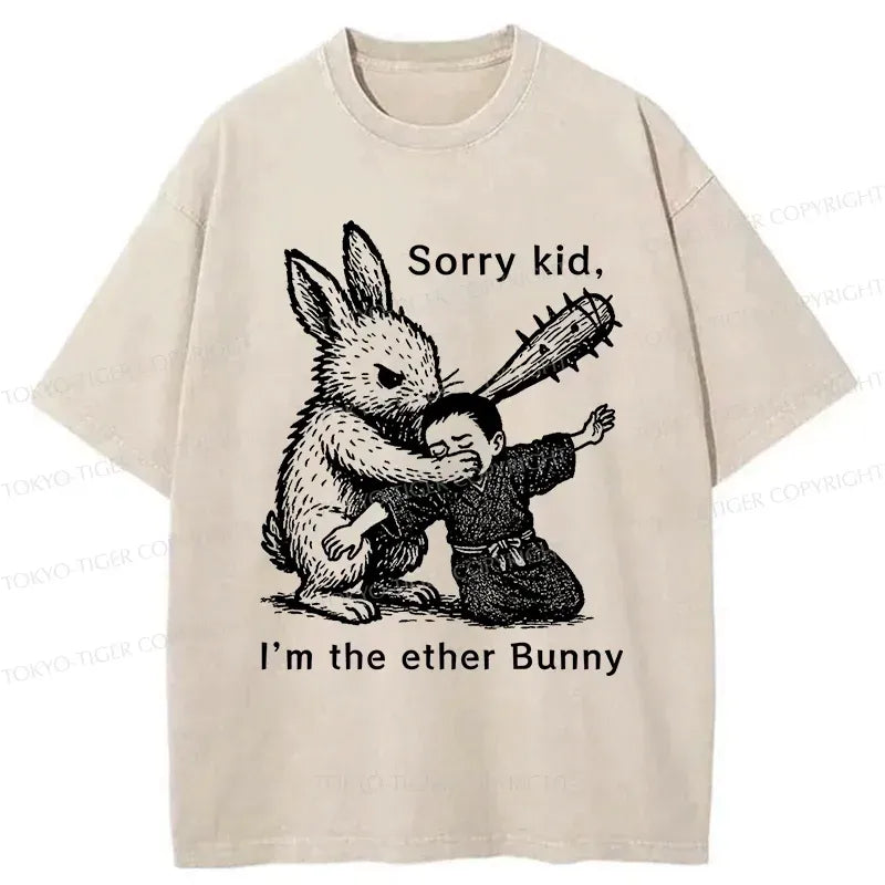 Kyoto-Lion Bad Rabbit Funny Washed T-Shirt